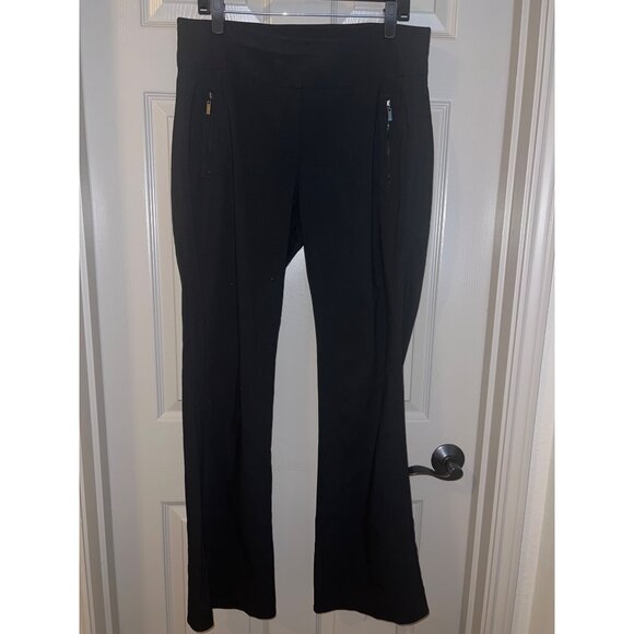 INC International Concepts Black Flare Pants Size 14 Stretch Mid Rise Faux Pocke - Picture 2 of 15
